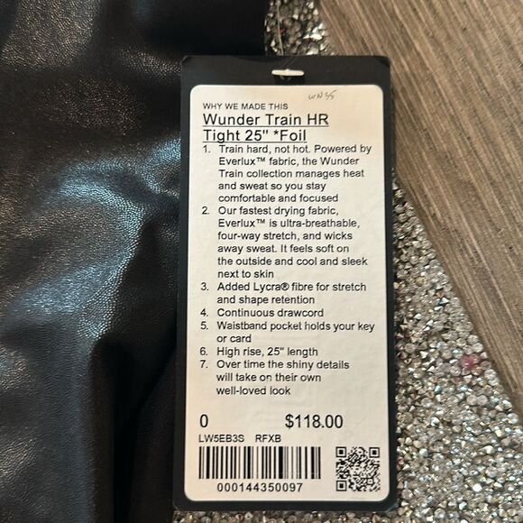 Lululemon Wunder Train High-Rise Tight 25" Foil size 0 NWT Radiate Foil Black - Picture 4 of 5